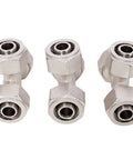 Heavy Duty Air Compressor Piping Kit Featuring Two Hundred Foot One Half Inch Rugged Tubing Slick Pex Al Pex Build Pro Fittings Valves And Zero Sweat Plug Play Tools For Quick Garage Setup Blue - close-up of metal fittings