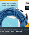 Genuine Replacement 98 Ft Blue 3-Wire Communication Cable With Swivel For Tangle-Free Operation Heavy-Duty Pro-Grade Remote Bluetooth Models Compatible With Wave 100 ProX2 3001 Enduro Maytronics Part 9995747-DIY coiled with connectors