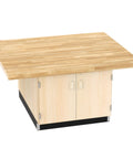 Built Tough Hardwood Workbench 64x54 Heavy Duty Workshop Workhorse showing maple wood top and dual cabinets.