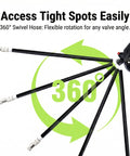 Effortless High Pressure Mountain Bike Shock Pump with 360 swivel hose displayed in multiple angles for flexibility.