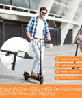Person riding scooter with SW900 LCD Display Meter For Electric Bikes And Scooters, Waterproof Connector inset photo.