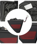 Slick Black And Red Charge Port Door Replacement For 2017 To 2023 Tesla Model 3 And 2020 To 2023 Model Y Left Driver Side OEM view showing detailed design.