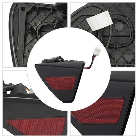 Slick Black And Red Charge Port Door Replacement For 2017 To 2023 Tesla Model 3 And 2020 To 2023 Model Y Left Driver Side OEM view showing detailed design.
