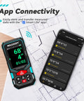 Laser Measuring Tool With 2.4 Inch Color Backlit Display, 330 Ft Range, Plus Or Minus One Sixteenth Inch Accuracy, Rugged, Lightweight, Jobsite Ready For Big Measurements And Quick Layouts, shown with app connectivity