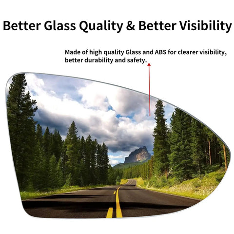 Passenger Side Mirror Replacement Glass For Volkswagen Golf Mk7 GTI R SportWagen Alltrack Jetta heated right side, forest road reflection