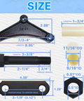 Trailer Axle Equalizer Shackle Kit components and dimensions for Double Eye Leaf Spring Tandem Axle Suspension 3500 to 5200 Lbs