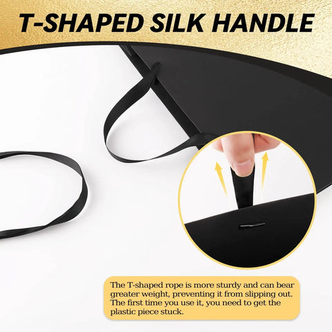 3 Pack Extra Large Black Gift Bags With Handles Includes 9 Tissue Papers 16 By 6 By 12 Inches T-shaped silk handle detail