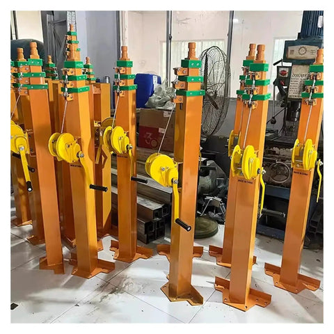 Rock Solid Manual Telescopic Lift Pole With Heavy Duty Mechanical Winch For Emergency Lighting Mount And Roof Access Built From Corrosion Resistant Carbon Steel, multiple units displayed.