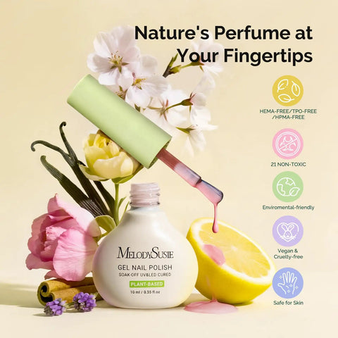 Plant-based gel nail polish with flowers and lemon, Gel Nail Polish Kit With P Plus 30F UV Light Lamp For Home DIY Mani, Cordless Handheld Dryer