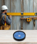 Worker using a 50x10mm High Precision Bubble Level Horizontal Measuring Tool with a measuring tape and tools.