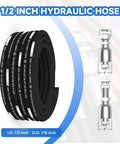 Beefed-Up 100 Feet 2 Wire 1/2 Inch Hydraulic Hose With 10 JIC 37 Degree and 10 NPTF Fittings Up to 6090 PSI, 4 Layer Steel Braided