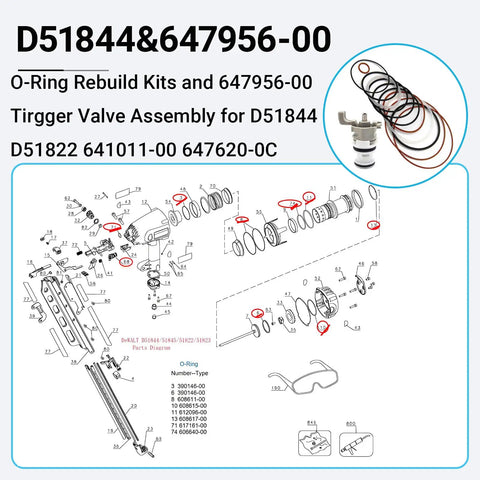 Top Shelf Universal O Ring Rebuild Trigger Valve Kit For Framing Nailers Rock Solid Seal Set Cures Air Leaks No Sweat Heavy Duty Setup Works Like A Charm Daily diagram of parts with o rings and valve assembly.