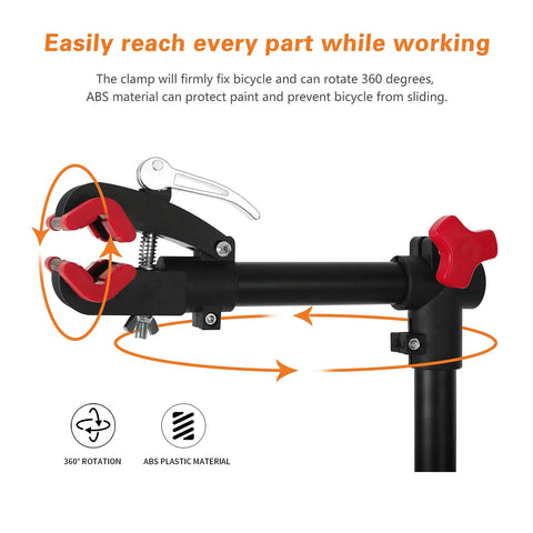 Bike Repair Stand Height Adjustable Work Station With 360 Degree Rotating Clamp and Quick Release Mechanism