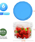 6 Pack 16 Oz Freezer Safe Airtight Plastic Food Storage Containers With Twist Top Lids For Soup And Grab And Go Meals