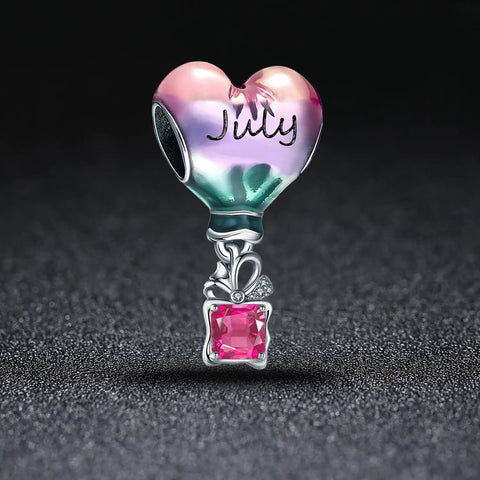 Hot Air Balloon Birthstone Charm For Bracelets In Sterling Silver Ideal Gift For Women July Birthstone Jewelry Fun Birthday Charm To Show Off Personal Style And Make A Totally Sweet Keepsake Accessory with pink cubic zirconia