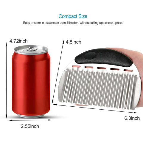 Two large crinkle cutters with stainless steel blades and black ergonomic non-slip handles; kitchen cutter set.