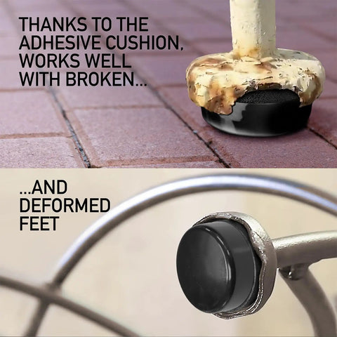 1.5 Inch Round Outdoor Furniture Feet Protectors For Wrought Iron Chairs And Tables 24 Pack Black Non Marking Floor Protectors Patio Glides To Keep Your Floors Scratch Free On Decks Stone Concrete And Indoor Floors installed view
