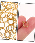 Top Shelf Go To Diy Jewelry Making Kit Featuring Stainless Steel Bail Bead Jump Rings And Polished Chrome Spacer Links for gold bail beads shown, detailed close-up.