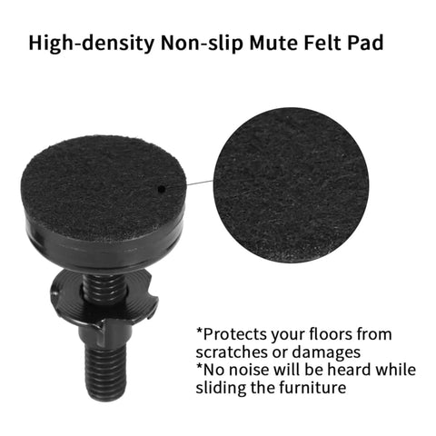 Heavy Duty Furniture Leveling Feet Adjustable Leg Levelers For Tables Chairs Cabinets And Sofas With Beefy Base Black Four Pack Includes T Nut Kit And Three Eighths Inch Thread Built To Last For Easy Install