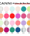 Swatches of 24 colored gel polishes including glitter, pink, and pastel shades from the 30 Color Gel Nail Polish Kit With 9ml Bottles Hema Free Soak Off UV LED Curing Long Lasting High Gloss Finish Pro Salon Feel At Home DIY Manicure Set For Spring Summer Neon Pastel Glitter Colors.