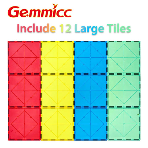 12 Piece Large Magnetic Tiles Set For Kids Jumbo 5.9 Inch Magnetic Base Plates STEM Building Blocks For Boys And Girls Totally Creative