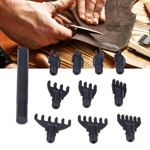 8 Piece Leather Stitch Punch Chisel Set With Interchangeable Claw Heads 4 5 6mm High Carbon Steel for DIY leather craft
