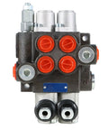 Front view of 2 Spool Hydraulic Directional Control Valve 11 GPM 3625 PSI with SAE Ports, heavy-duty double-acting for tractors and loaders.