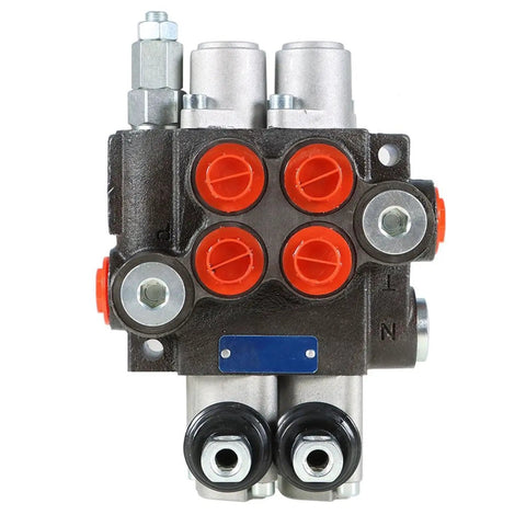 Front view of 2 Spool Hydraulic Directional Control Valve 11 GPM 3625 PSI with SAE Ports, heavy-duty double-acting for tractors and loaders.