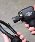 Onyx Three Eighths Inch Palm Impact Wrench Delivers 445 Foot Pounds Of Torque With Remote Throttle And 25 Inch Swivel Hose Reactionless