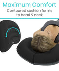 Vive Inflatable Lumbar Pillow For Car Office Airplane Travel Comfort Adjustable Firm Neck Pain Sciatica Relief Compact Portable, contouring to head