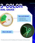3-color dial gauge for 2 Stage Auto Changeover RV Propane Regulator Dual Tank System With Two 18 Inch Stainless Braided Hoses And Gauge For Camper Van Trailer RV CSA Certified Safe Leak Resistant Performance