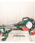 Rock Solid Sliding Miter Saw With Smooth Push Pull Glide And Laser Track On Built Tough Aluminum Base For Dead Center Cuts Up To 340Mm Wide.