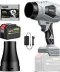 Cordless Leaf Blower Handheld Turbo Jet With Adjustable Lockable Wind Speeds, Lightweight Patio Cleaner, Includes Battery and Charger, Grey