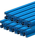 Premium Blue 2020 T Slot Aluminum Extrusion Profiles 48 Inch Long stacked, showcasing heavy duty 20X20mm aluminum rails.