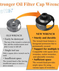 Comparison of old vs new oil filter wrench in Oil Change Tool Kit With Drip Free Oil Filter Funnel showcasing durability improvements.