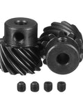 Left Hand Helical Gear Set 12T 5mm Bore 2 Pcs M4 Screws 45 Degree Spiral Gear Smooth Mechanical Rotation Hardened 1045 Steel Black Oxide Finish Durable Transmission