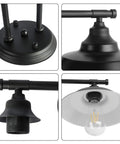 Detailed view of Industrial Farmhouse Vanity Light 2 Light Black Wall Sconce fixture and bulb socket design.