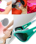Heavy Duty Laser Protective Glasses Delivering Kickass Eye Safety For Salon Professionals, green snug fit IPL goggles for hair removal.