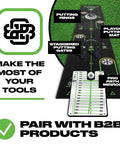 Golf Putting Rings Three Piece Set For Indoor And Outdoor Practice With Ramp Ring And Hole Reducers on mat