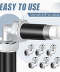 Six Pack Three Quarter Inch Elbow Air Piping Fittings Brass Nickel Plated For Shop Compressed Air Line System