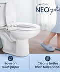 Dual Nozzle Bidet Attachment For Toilet Seat Non-Electric with Easy Slide-In Install showing in modern bathroom.