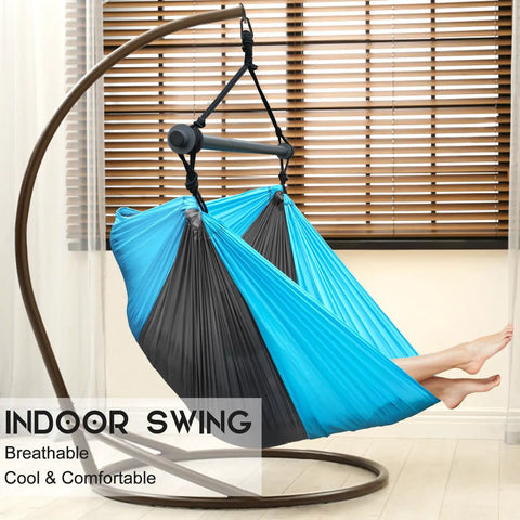 Outdoor Hanging Swing Chair For Adults, Sky Blue and Dark Gray, indoors