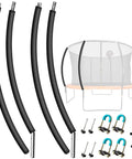 Badass Trampoline Replacement Poles For 8 To 16 Ft Backyard Jumpers in black with accessories for curved arch support installation.