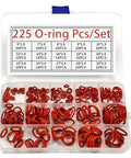 All-In-One Silicone O Ring Kit 225 Pieces In 15 Metric Sizes VMQ Sealing Gasket Set With Red Storage Box Open View