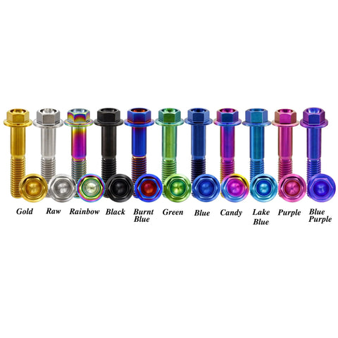 Burnt Blue titanium flanged hex bolt, M8x1.25x20mm, 6AL4V aerospace grade, pack of 5