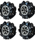 Mecanum wheels 80mm, four-pack with silver hubs and black rollers for DIY robot chassis