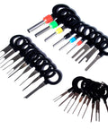 70 Piece Terminal Removal Tool Set With Pin Extractor, stainless steel tools for connector terminals, durable plastic handles.