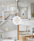 Tiny Crystal Chandelier For Bedroom And More One Light White Mini Crystal Pendant Ceiling Fixture in various room settings.