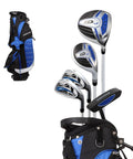 Junior Golf Set For Kids 9-12 With Lightweight Graphite Shafts, Hybrid, Putter And Stand Bag Blue Right-Handed