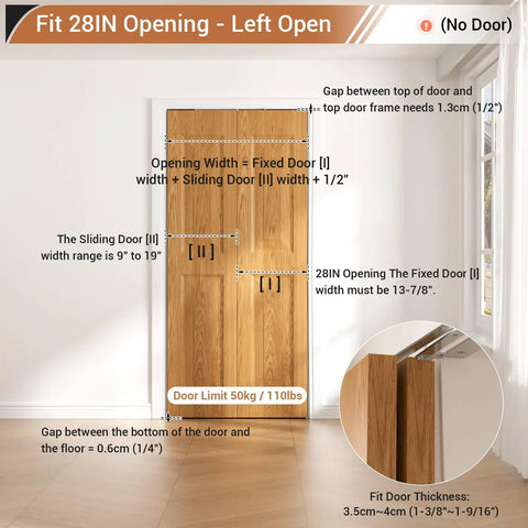 180 Degree Bifold Barn Door Hardware Kit Hidden For Left Open Closet Doors And Doorframe Mounting Invisible Sliding Bracket For A 32 Inch Opening Sleek Low Profile Track System With Quiet Smooth Operation